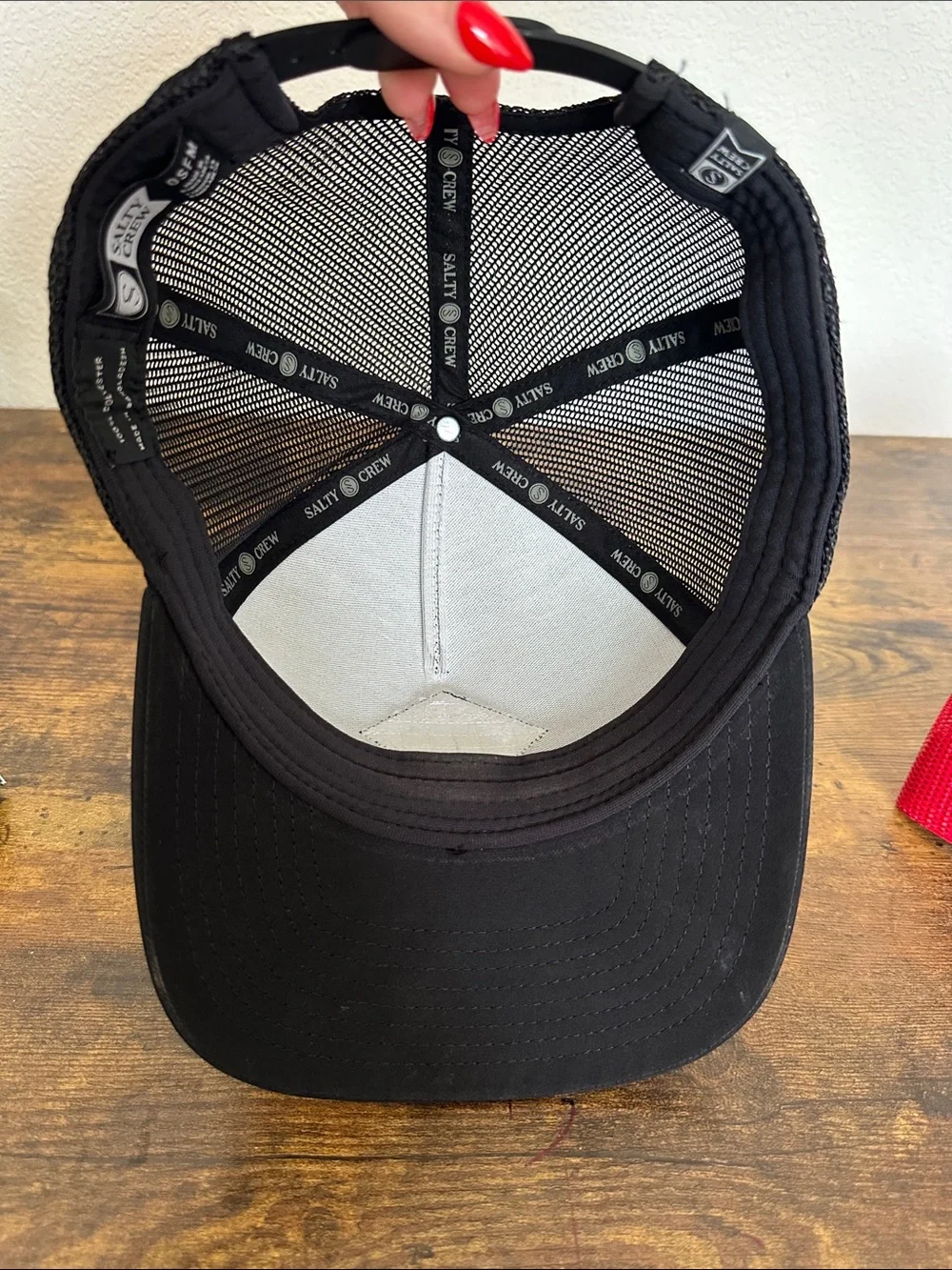 Salty Crew Black Trucker Hat with Gray Diamond Patch